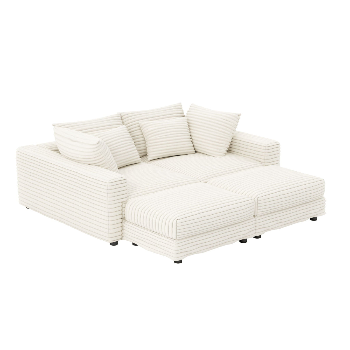 Deep Seat Sofa Bed With Ottoman and Soft Pillows