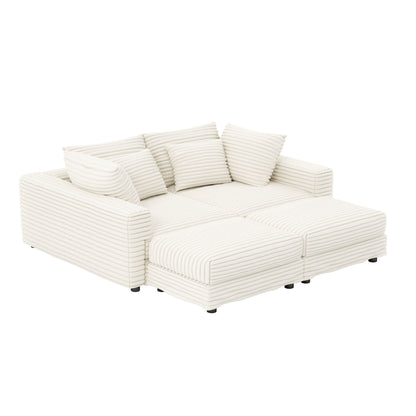 Deep Seat Sofa Bed With Ottoman and Soft Pillows