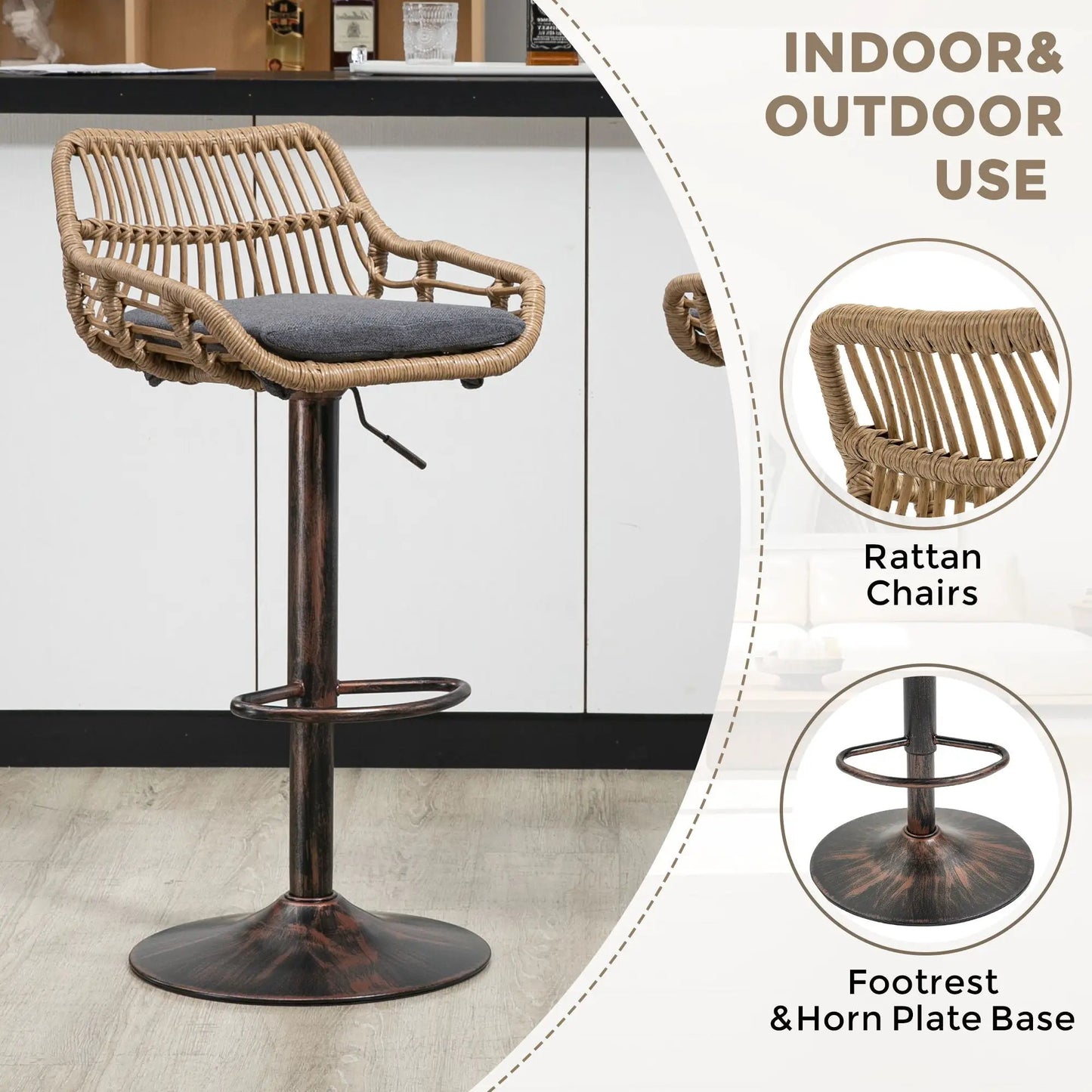 Modern Swivel Bar Stools with Footrest Set of 2