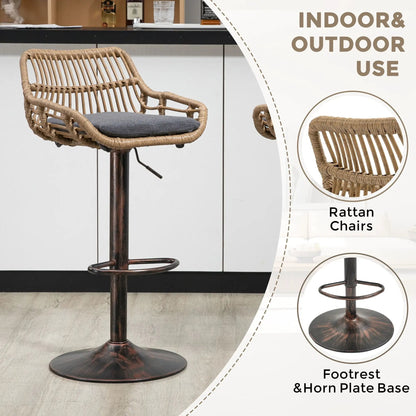 Modern Swivel Bar Stools with Footrest Set of 2