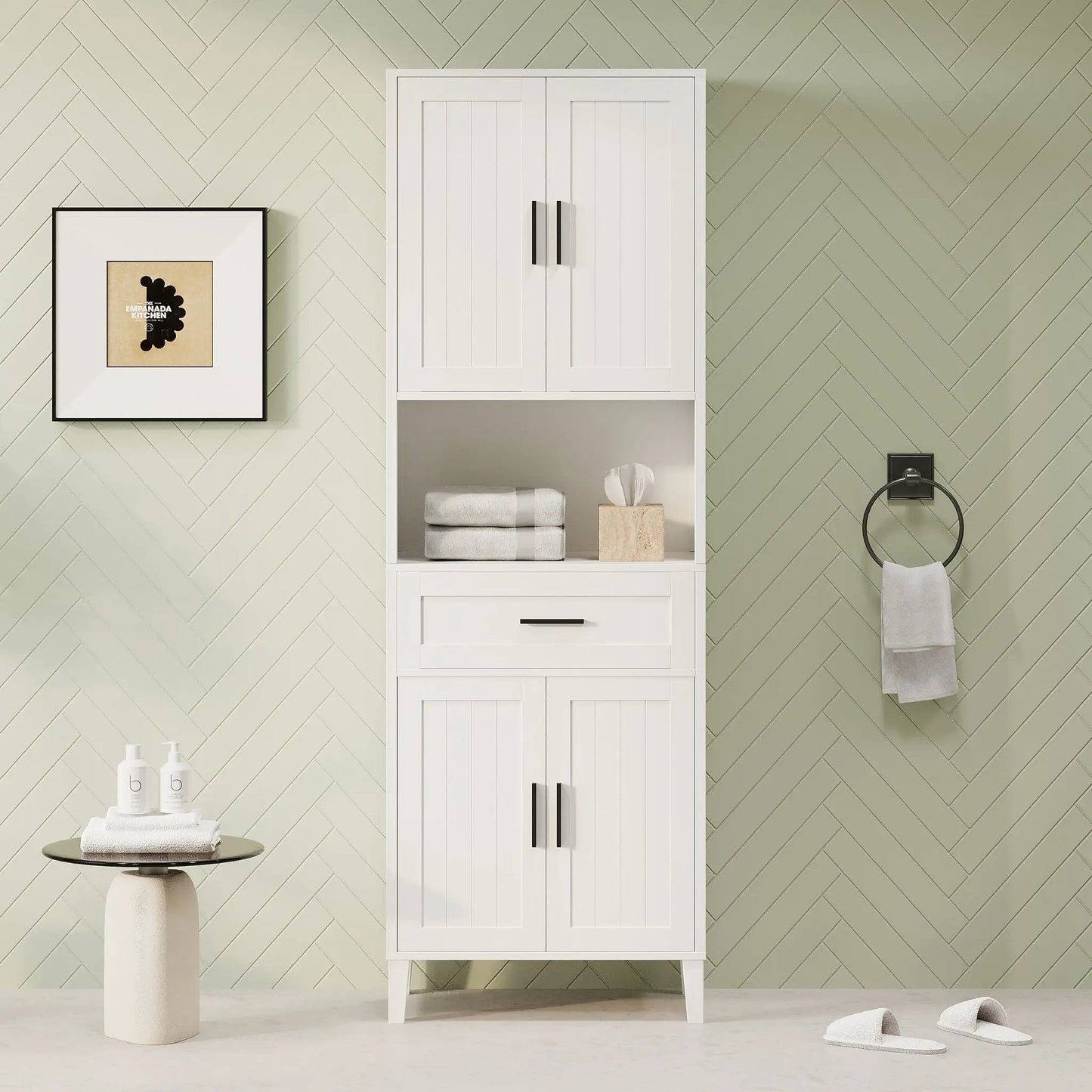 Tall Bathroom Cabinet with Soft Close Doors