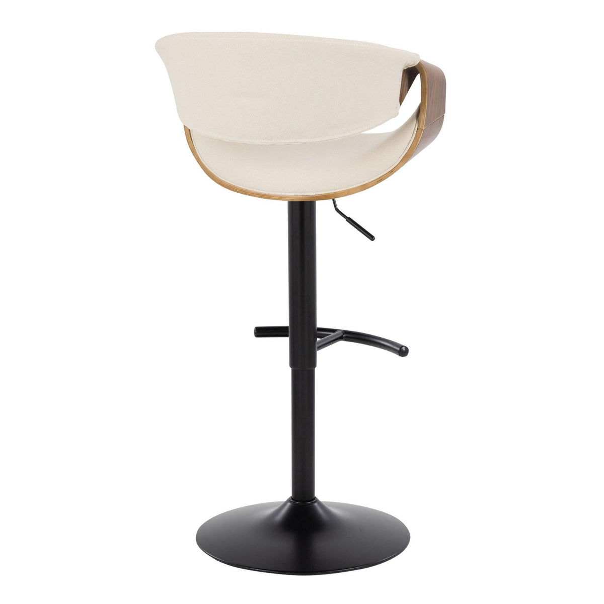 Mid-century adjustable barstool beige fabric, wood frame, swivel, T-footrest HouseOfZazla on Tampa Home & Garden Store