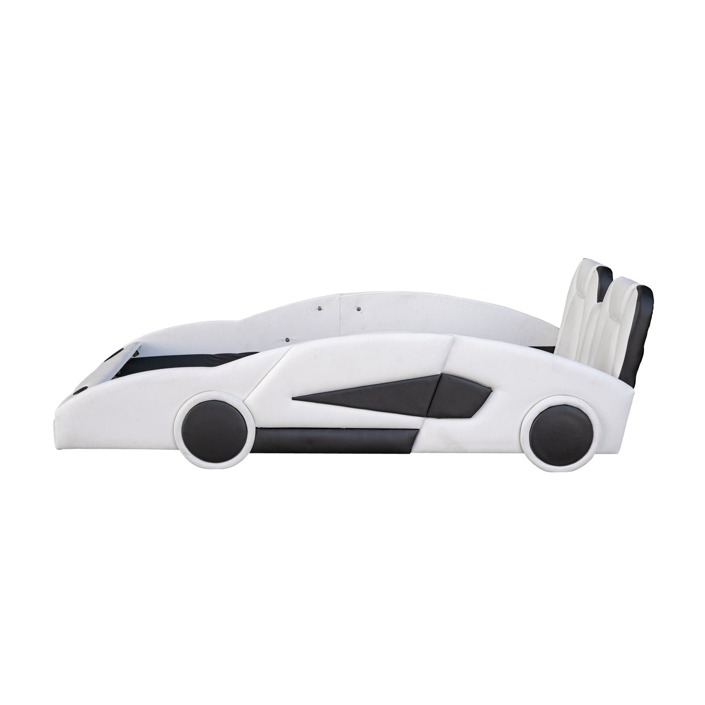 Race Car Shaped Twin Platform Bed with Wheels white pine wood construction on Tampa Home & Garden Store
