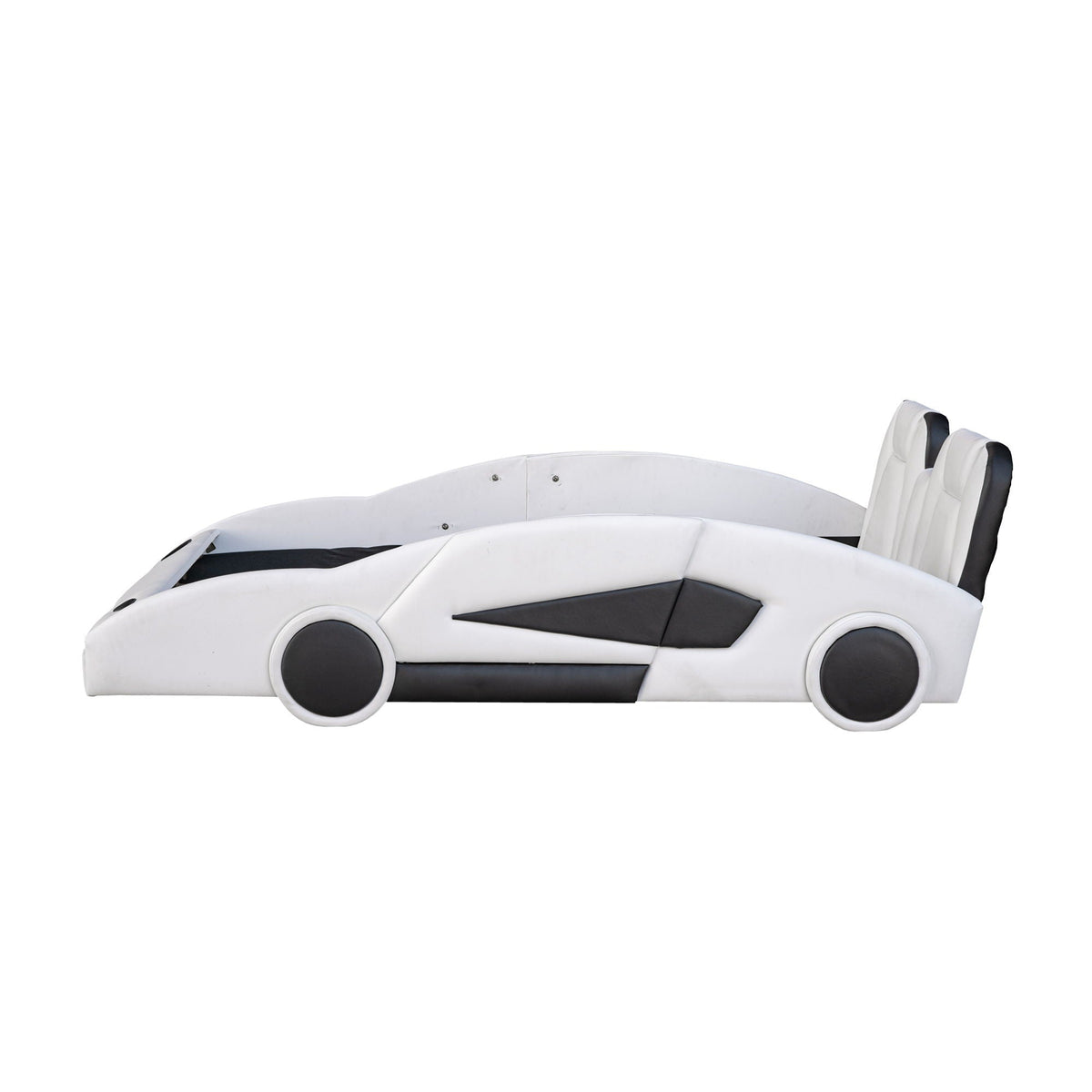 Race Car Shaped Twin Platform Bed with Wheels white pine wood construction on Tampa Home & Garden Store
