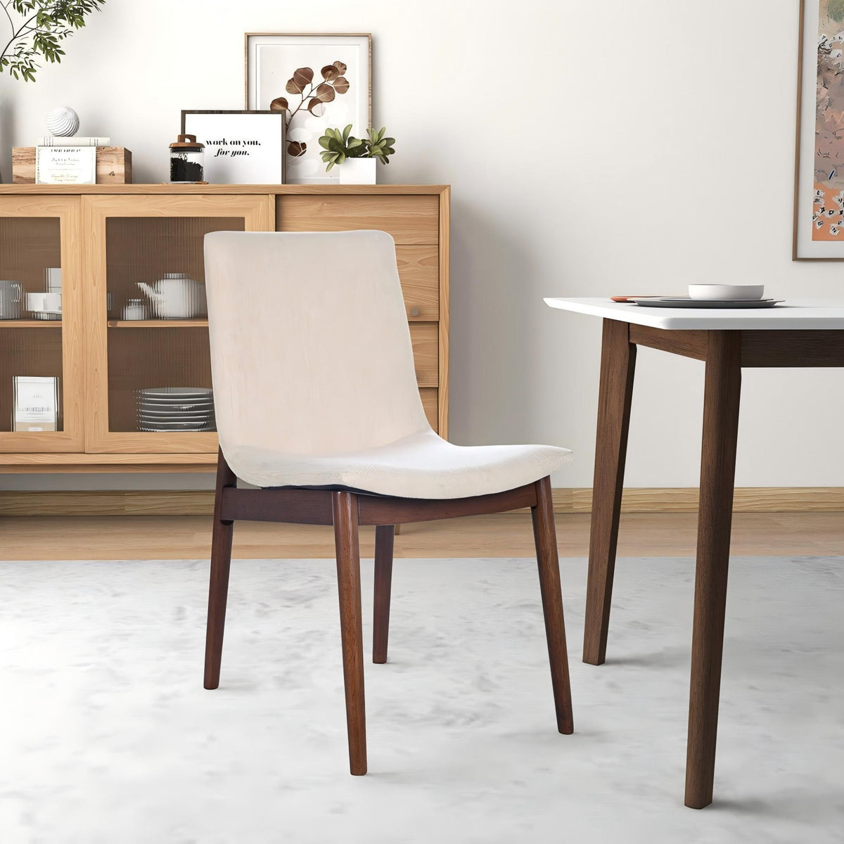 Beige dining chair set of 2, solid wood construction, Ravel by HouseOfZazla on Tampa Home & Garden Store