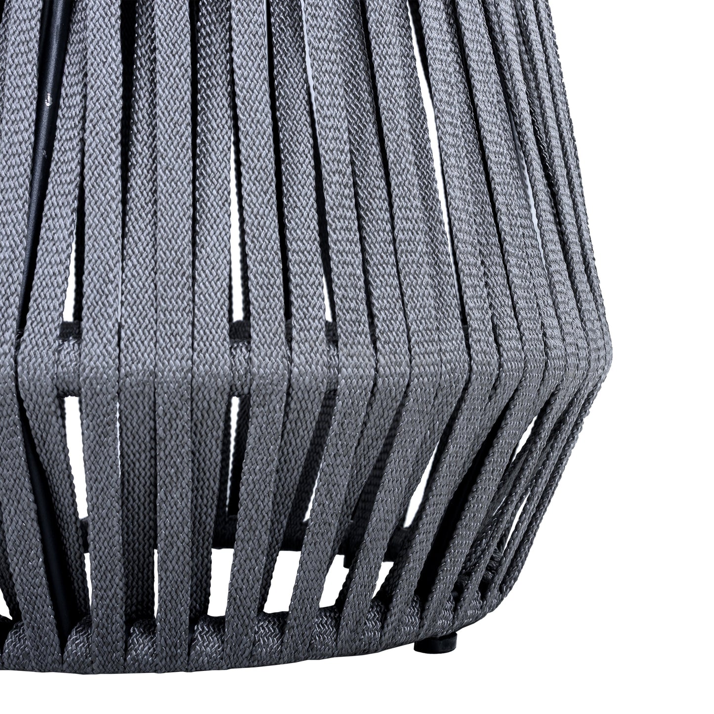 Outdoor Acacia Wood Side Table and Grey Rope