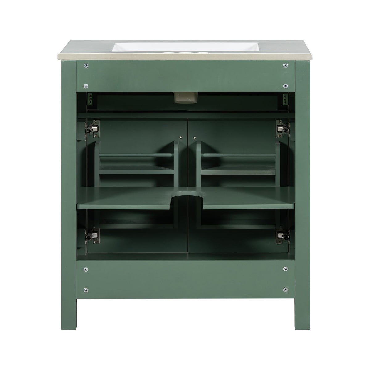 Modern bathroom vanity with ceramic sink, green finish, soft-close doors, HouseOfZazla on Tampa Home & Garden Store