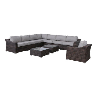 Outdoor Wicker Set With Glass Table And Cushions