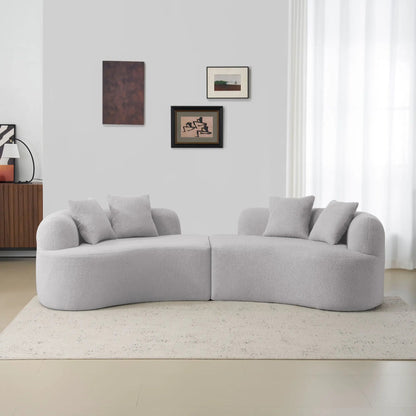 Curved 4 Seater Full Compression Sponge Sofa, light gray by Unique Piece Furniture on Tampa Home & Garden Store