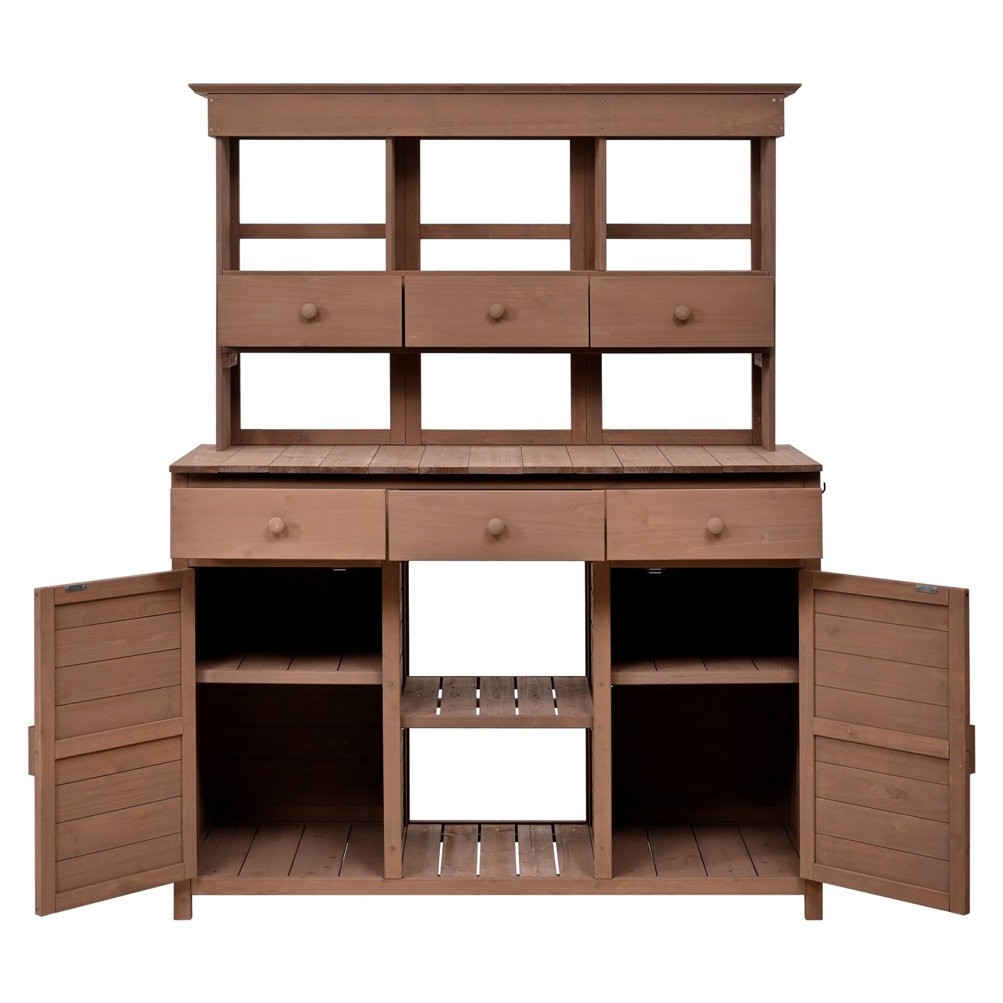 Topmax 65.7'' tall garden potting bench with hutch, brown wood, HouseOfZazla on Tampa Home & Garden Store