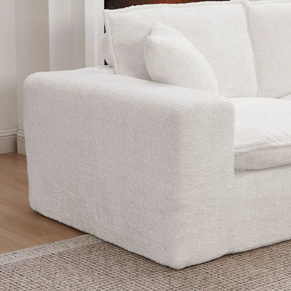 Sectional sofa with moveable ottoman in white fabric, Unique Piece Furniture 3-piece set on Tampa Home & Garden Store