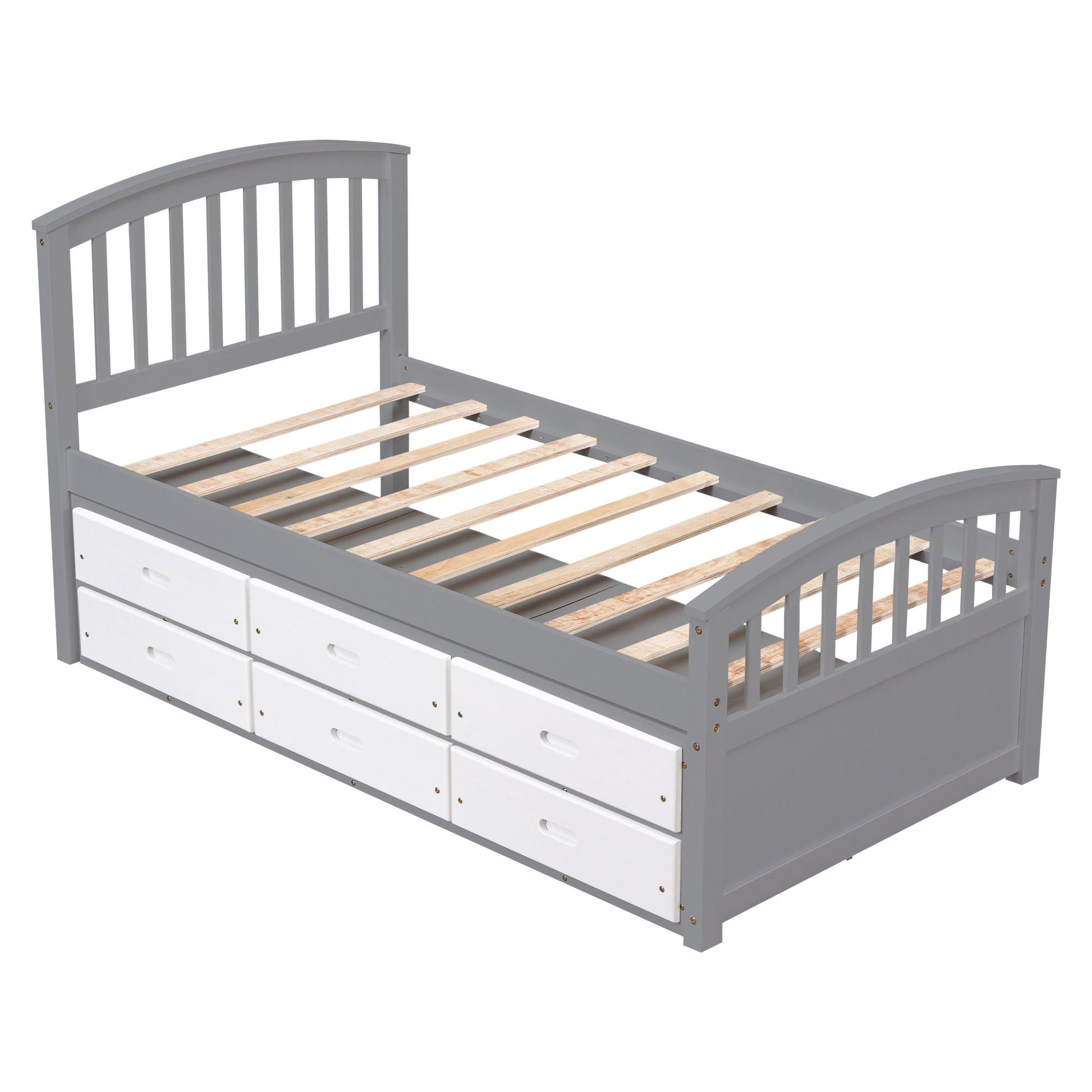 Platform storage bed solid wood in gray with six white drawers by HouseOfZazla on Tampa Home & Garden Store