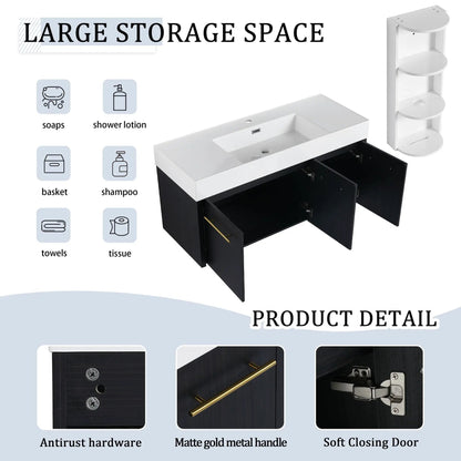 Modern Wall Mounted Vanity with Resin Sink Rack