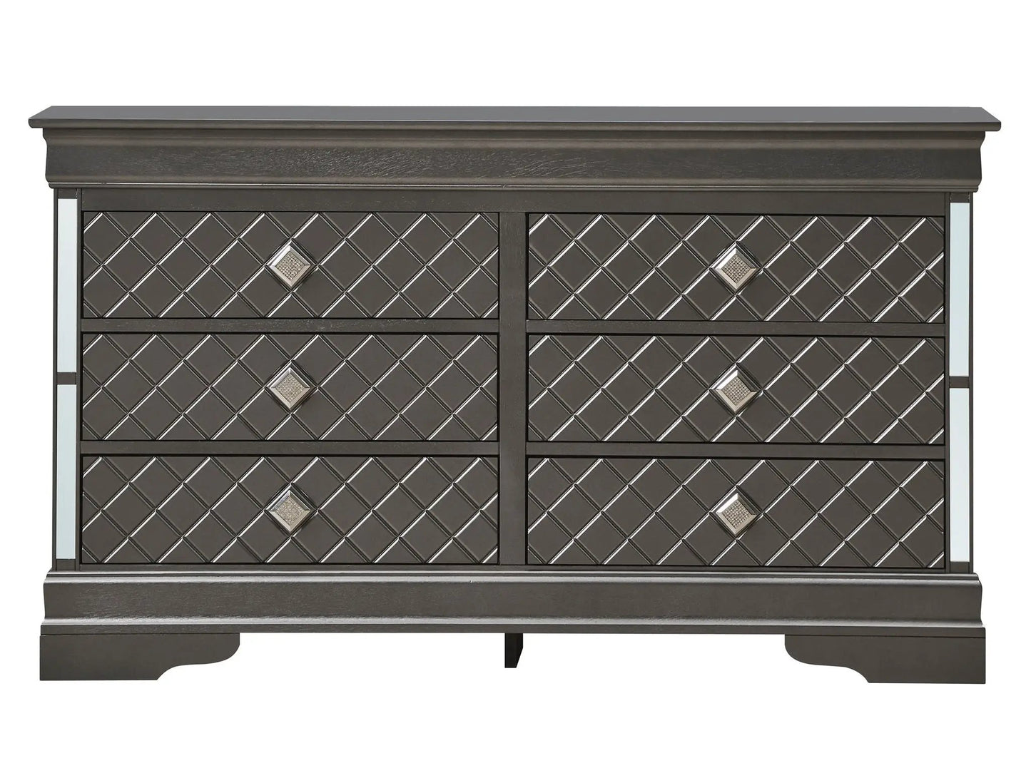 Verona Dresser, dark charcoal with diamond-front drawers and crystal pulls on Tampa Home & Garden Store