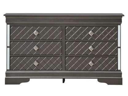 Verona Dresser, dark charcoal with diamond-front drawers and crystal pulls on Tampa Home & Garden Store