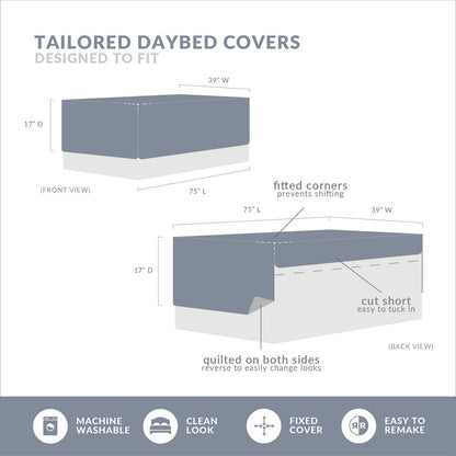6 Piece Daybed Cover Set by HouseOfZazla scalloped edge quilted cover with fitted corners on Tampa Home & Garden Store