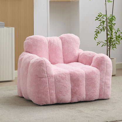 Lotus Style Compression Sofa Bean Bag in soft pink plush fabric with rounded cushions on Tampa Home & Garden Store