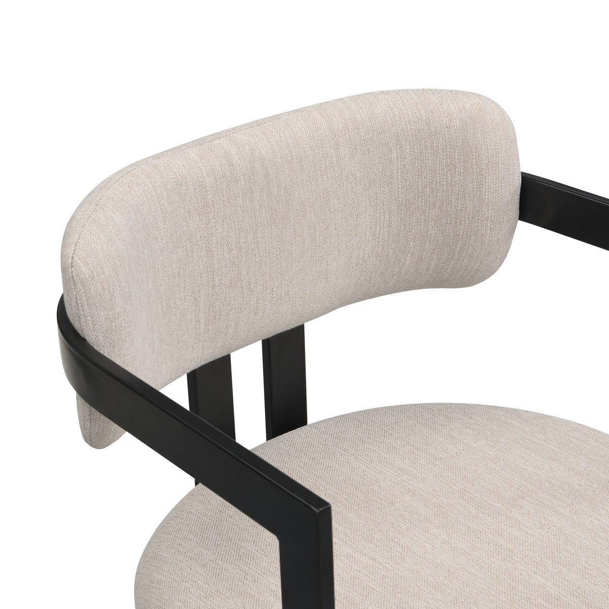 Upholstered dining armchairs set of 2 beige fabric cushions with black frame HouseOfZazla on Tampa Home & Garden Store