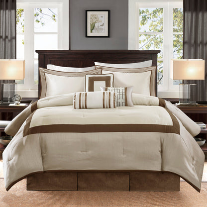 7 Piece Comforter Set Taupe/Brown Queen by HouseOfZazla on Tampa Home & Garden Store