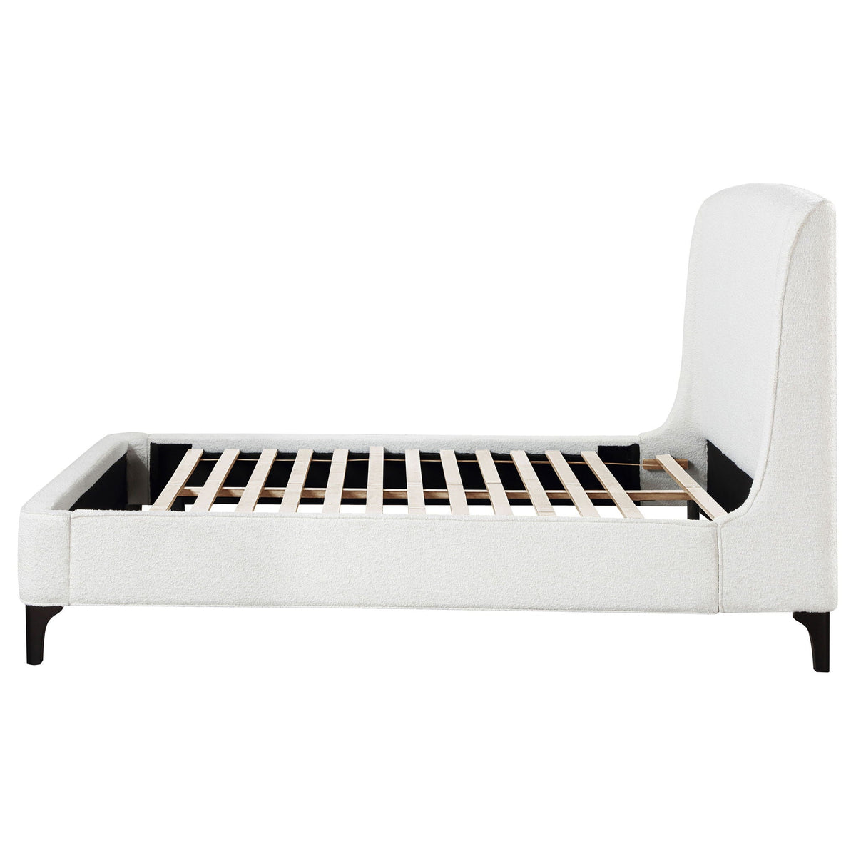 Theodore - Wingback Bed upholstered in pale gray fabric with slat foundation HouseOfZazla on Tampa Home & Garden Store