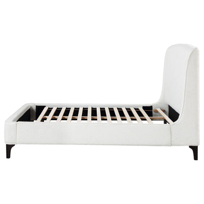 Theodore - Wingback Bed upholstered in pale gray fabric with slat foundation HouseOfZazla on Tampa Home & Garden Store