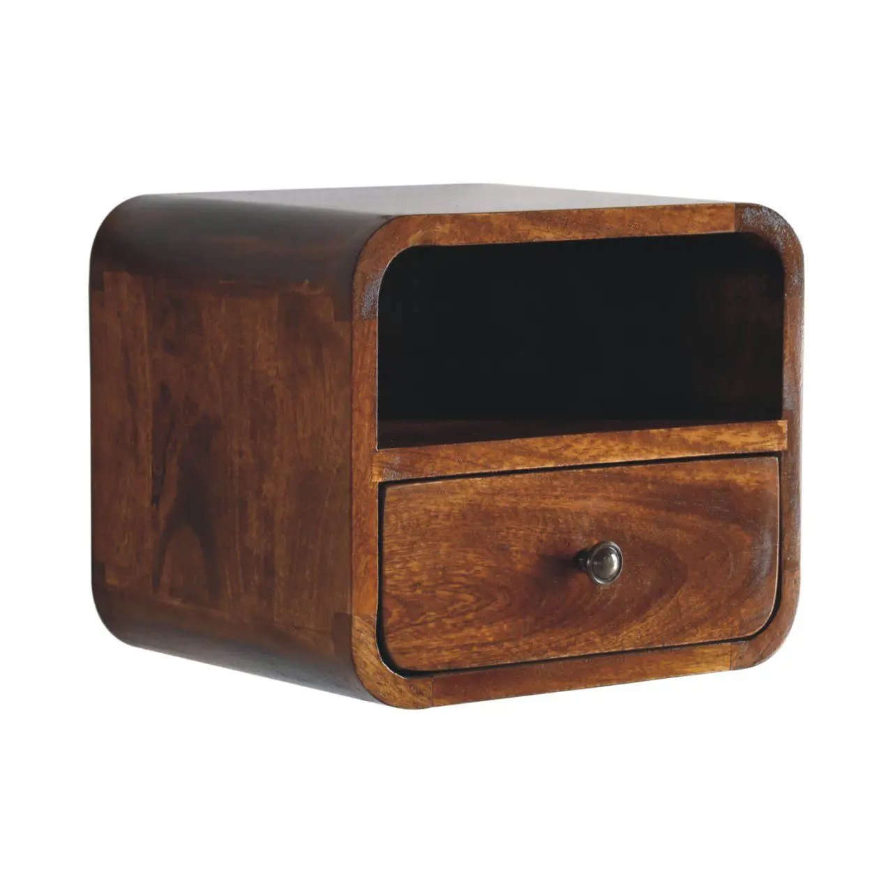 Curved Upper Slot Floating Nightstand with Drawer