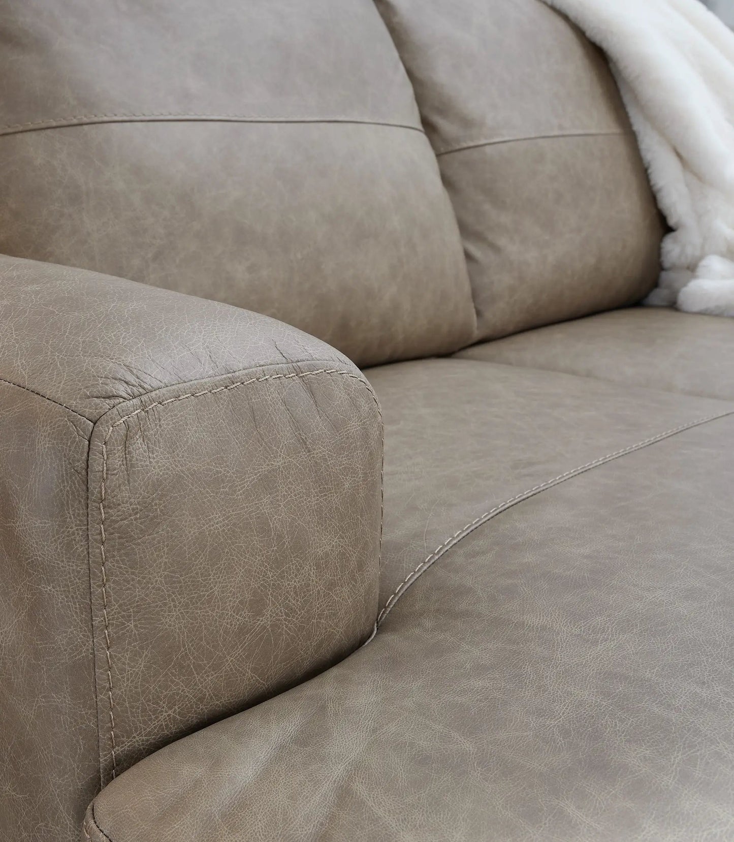 Amuleto - Sectional taupe leather sofa with visible stitching Unique Piece Furniture on Tampa Home & Garden Store
