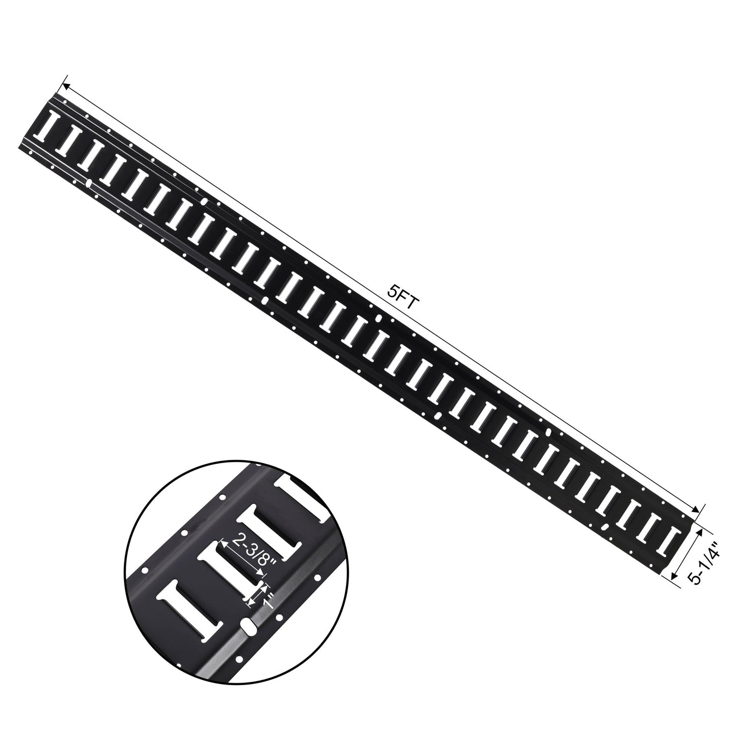 12-Piece E-Track Tie-Down Rail Kit by HouseOfZazla, black metal rails, 5 ft length on Tampa Home & Garden Store
