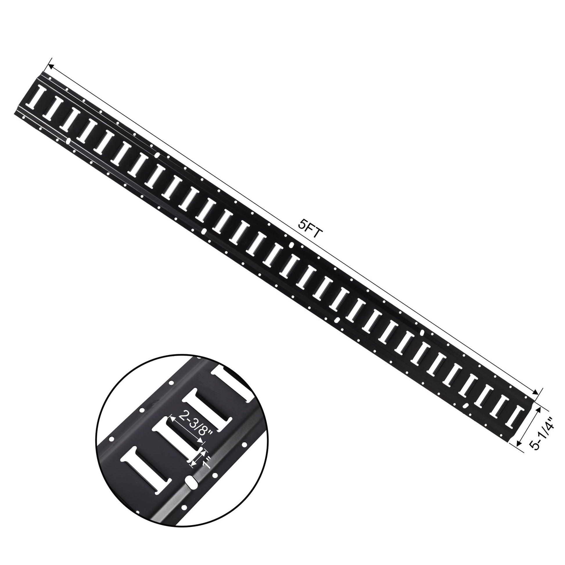 12-Piece E-Track Tie-Down Rail Kit by HouseOfZazla, black metal rails, 5 ft length on Tampa Home & Garden Store