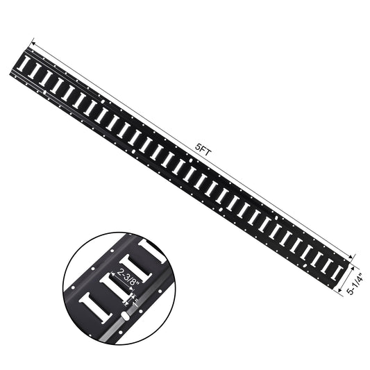 12-Piece E-Track Tie-Down Rail Kit by HouseOfZazla, black metal rails, 5 ft length on Tampa Home & Garden Store
