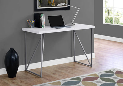 White computer desk with metal legs for home office, modern design by Unique Piece Furniture on Tampa Home & Garden Store