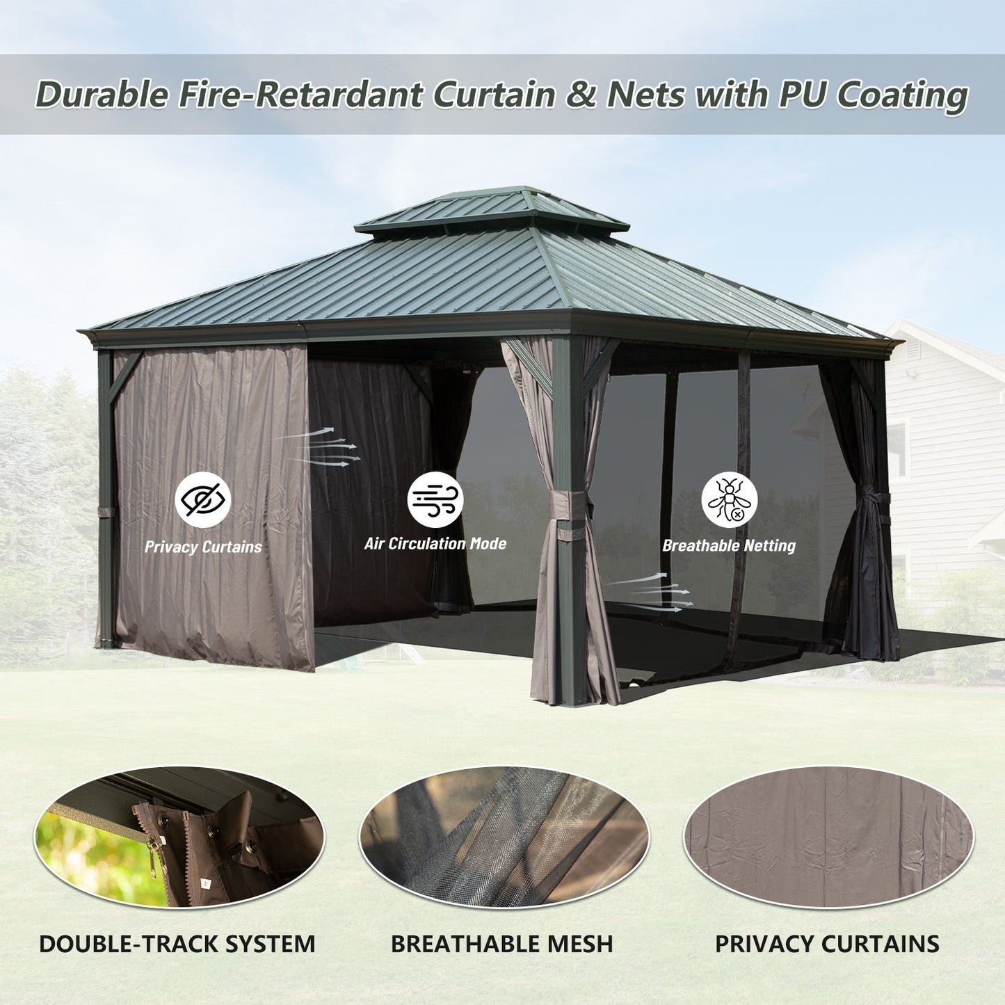 10x12 Outdoor Hardtop Gazebo and Aluminum Frame