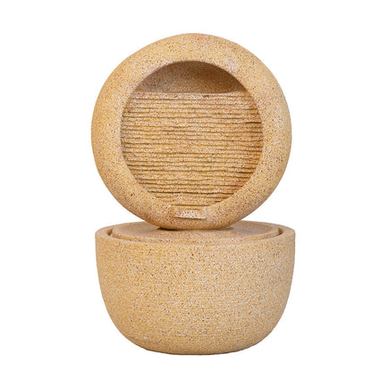 Cement round water fountain with light and pump by HouseOfZazla, tan speckled on Tampa Home & Garden Store