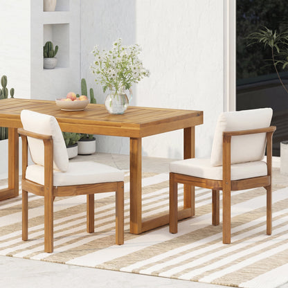 Acacia Wood Outdoor Dining Chairs Set of Two Teak