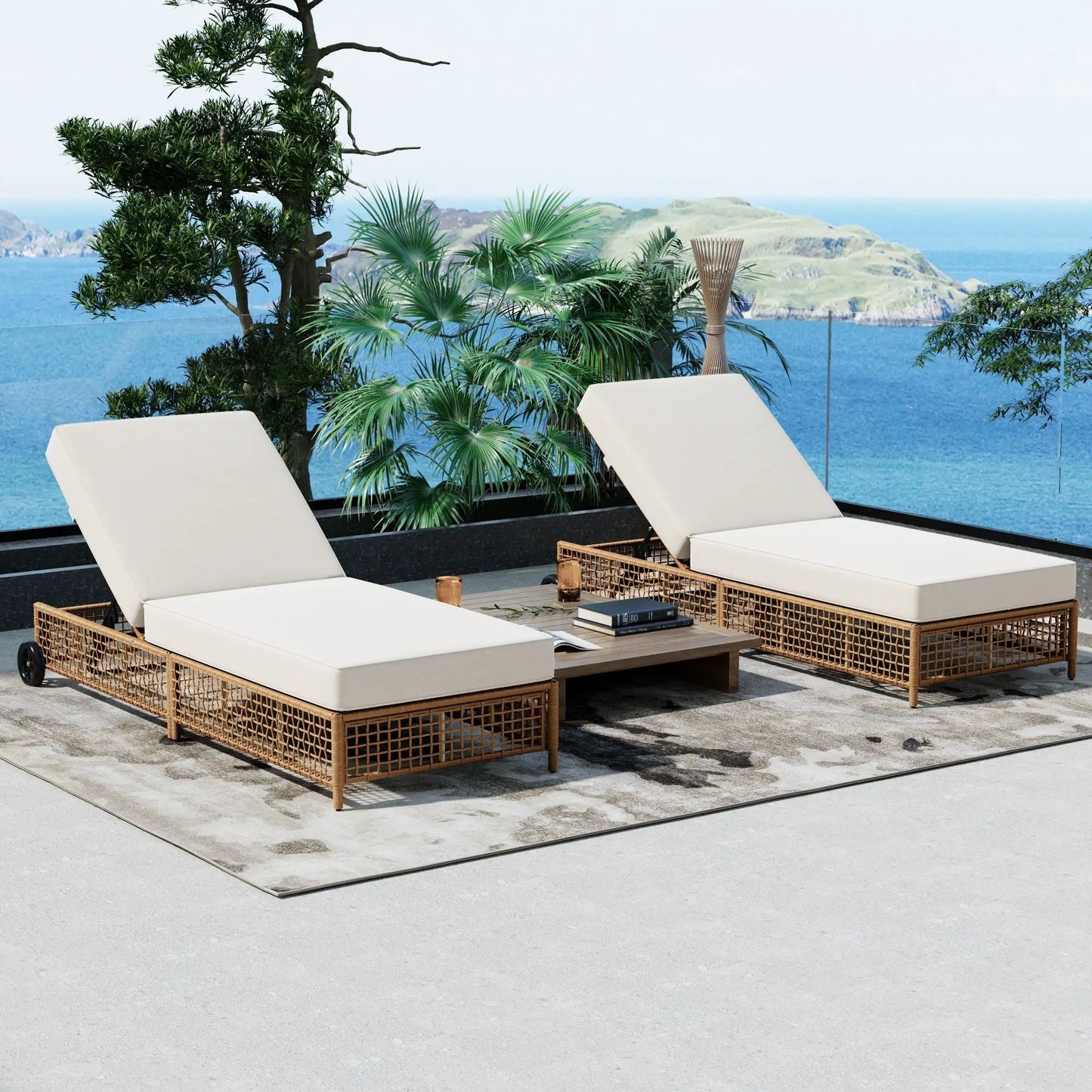 Lounge Chair With 5 Position Backrest Wheels