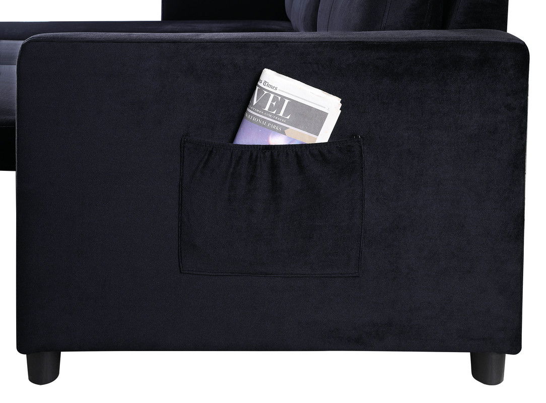 Ivy Reversible Sleeper Sectional Sofa with Storage Chaise and Side Pocket navy by HouseOfZazla on Tampa Home & Garden Store