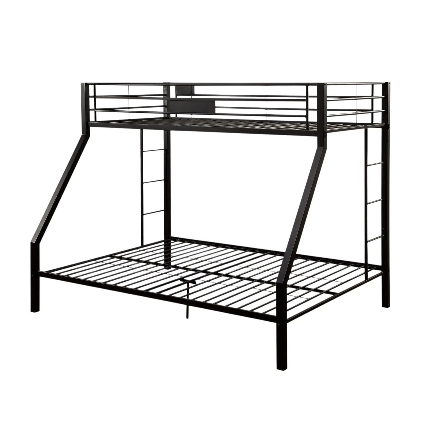 Limbra double bunk bed frame in black metal with guard rails and ladder on Tampa Home & Garden Store
