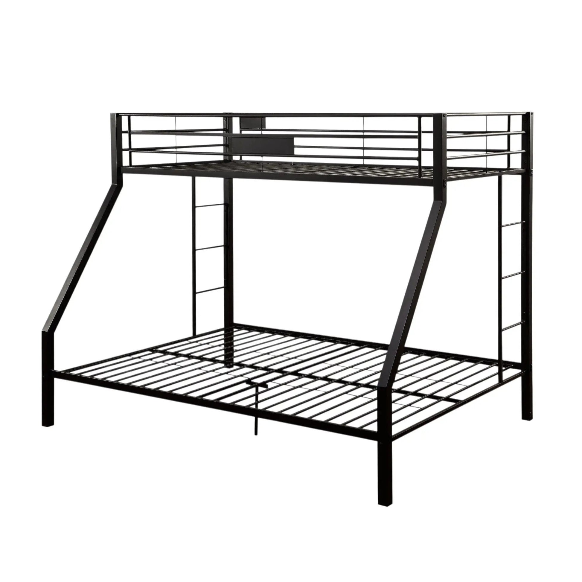 Limbra double bunk bed frame in black metal with guard rails and ladder on Tampa Home & Garden Store