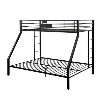 Limbra double bunk bed frame in black metal with guard rails and ladder on Tampa Home & Garden Store