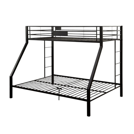 Limbra double bunk bed frame in black metal with guard rails and ladder on Tampa Home & Garden Store