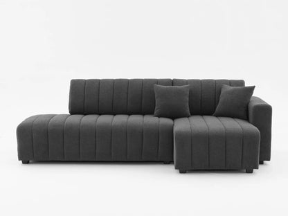 Jessica Lamb Wool Sectional Sofa with Chaise, dark grey tufted fabric, Unique Piece Furniture on Tampa Home & Garden Store
