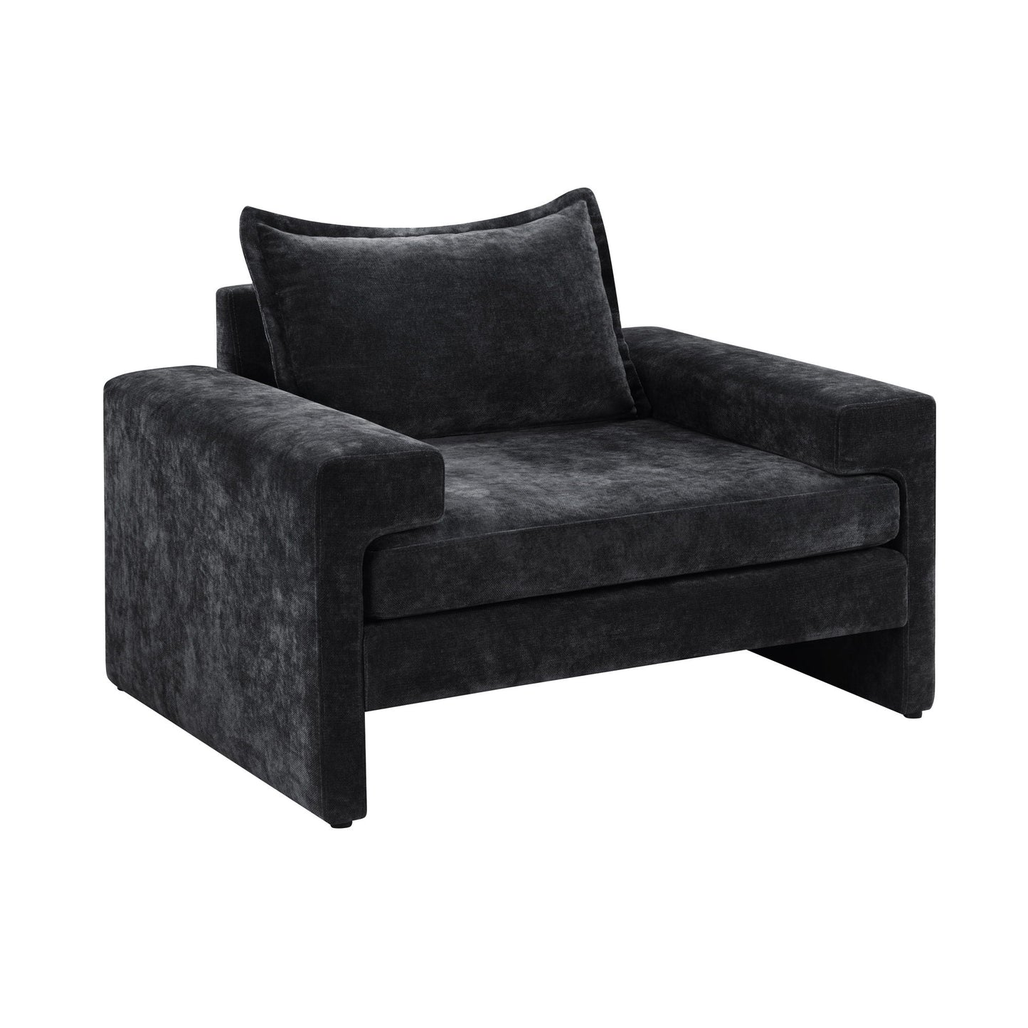 Upholstered accent chair in charcoal velvet with wide arms and ergonomic back HouseOfZazla on Tampa Home & Garden Store