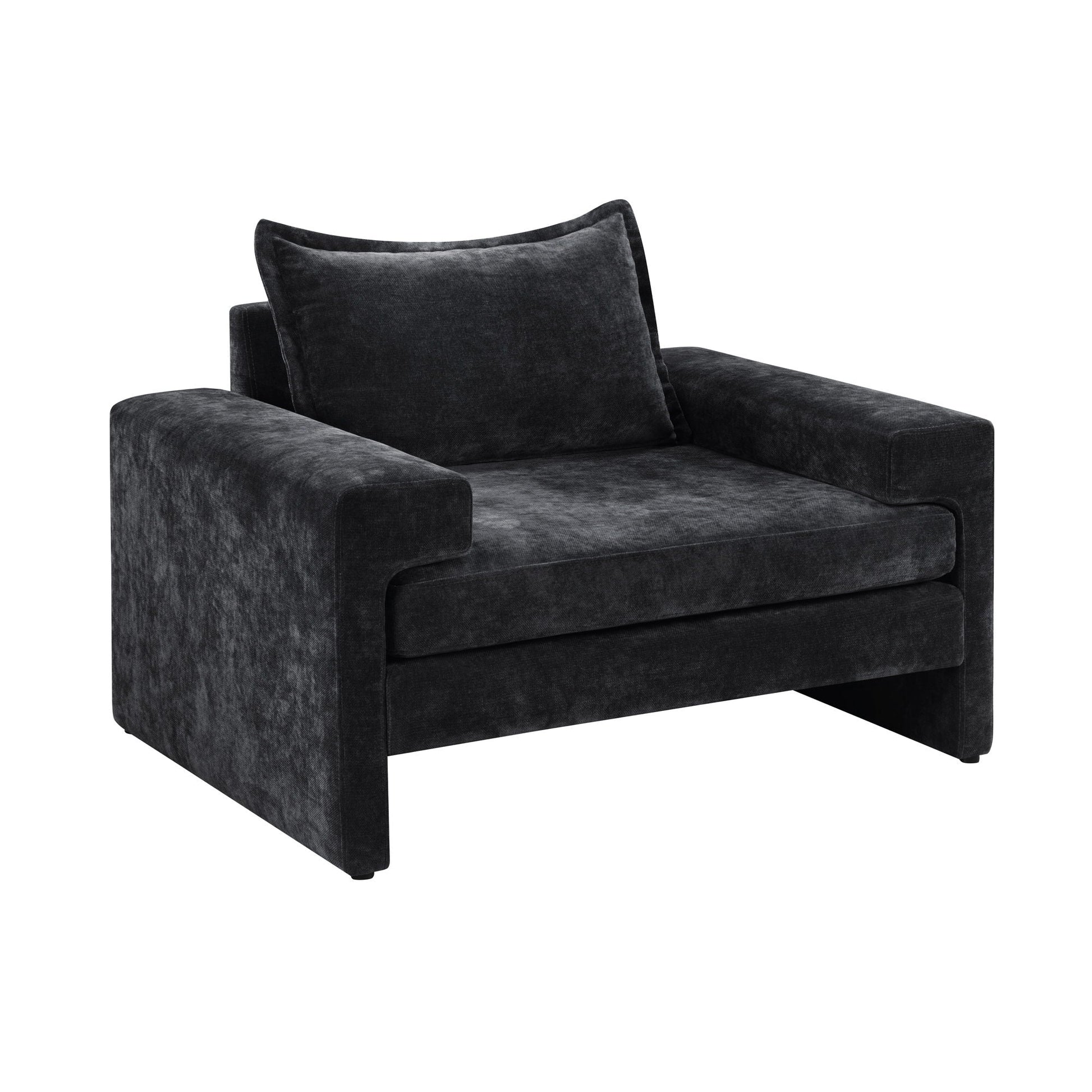 Upholstered accent chair in charcoal velvet with wide arms and ergonomic back HouseOfZazla on Tampa Home & Garden Store