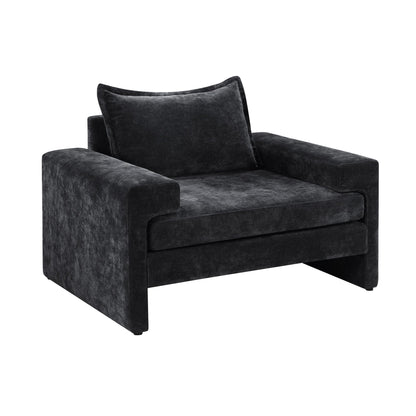 Upholstered accent chair in charcoal velvet with wide arms and ergonomic back HouseOfZazla on Tampa Home & Garden Store