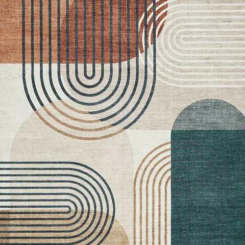 Farrendale washable rug by Unique Piece Furniture with teal and brown geometric loops on Tampa Home & Garden Store