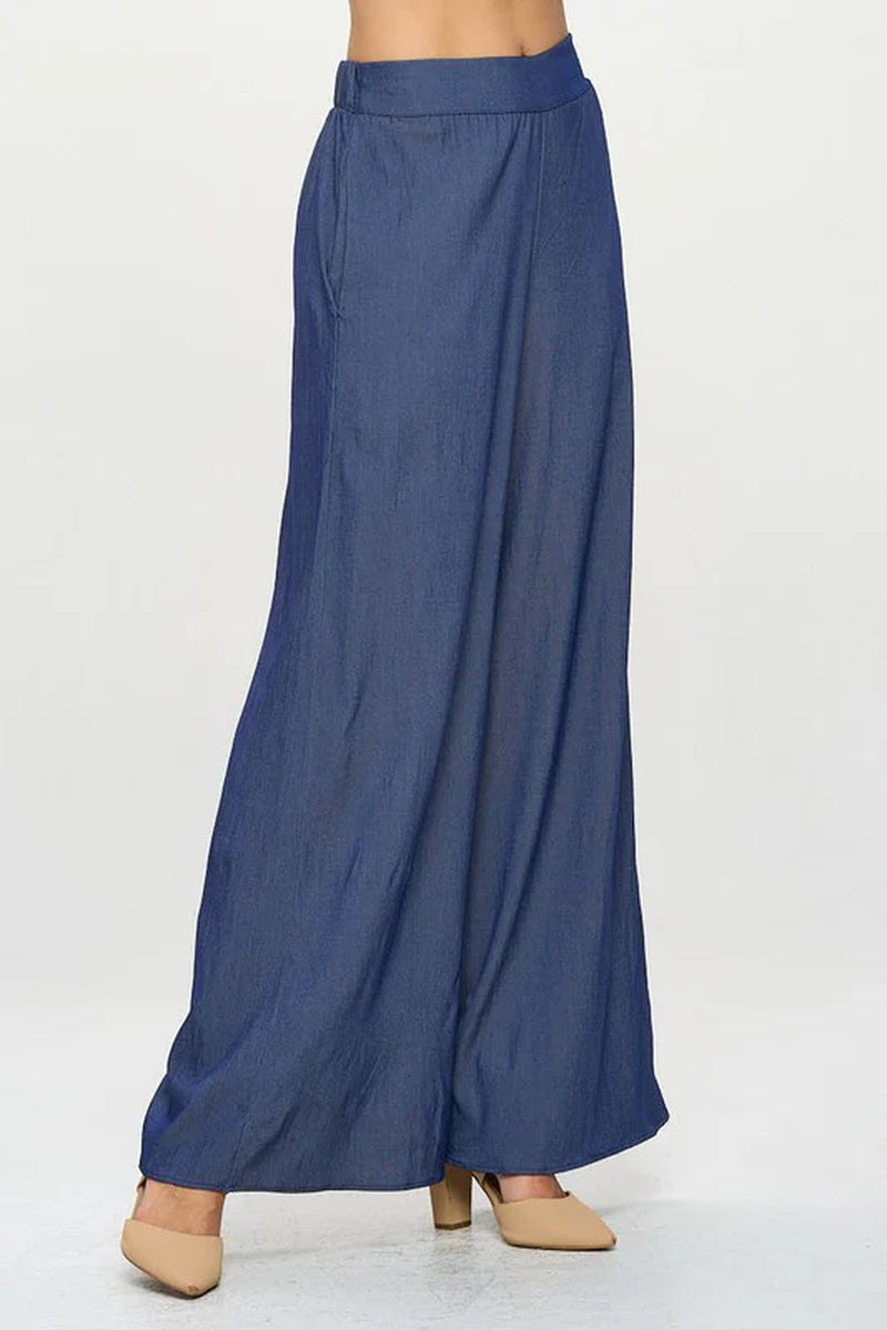 Made in USA Tencel Straight Leg Pants with Side Pockets