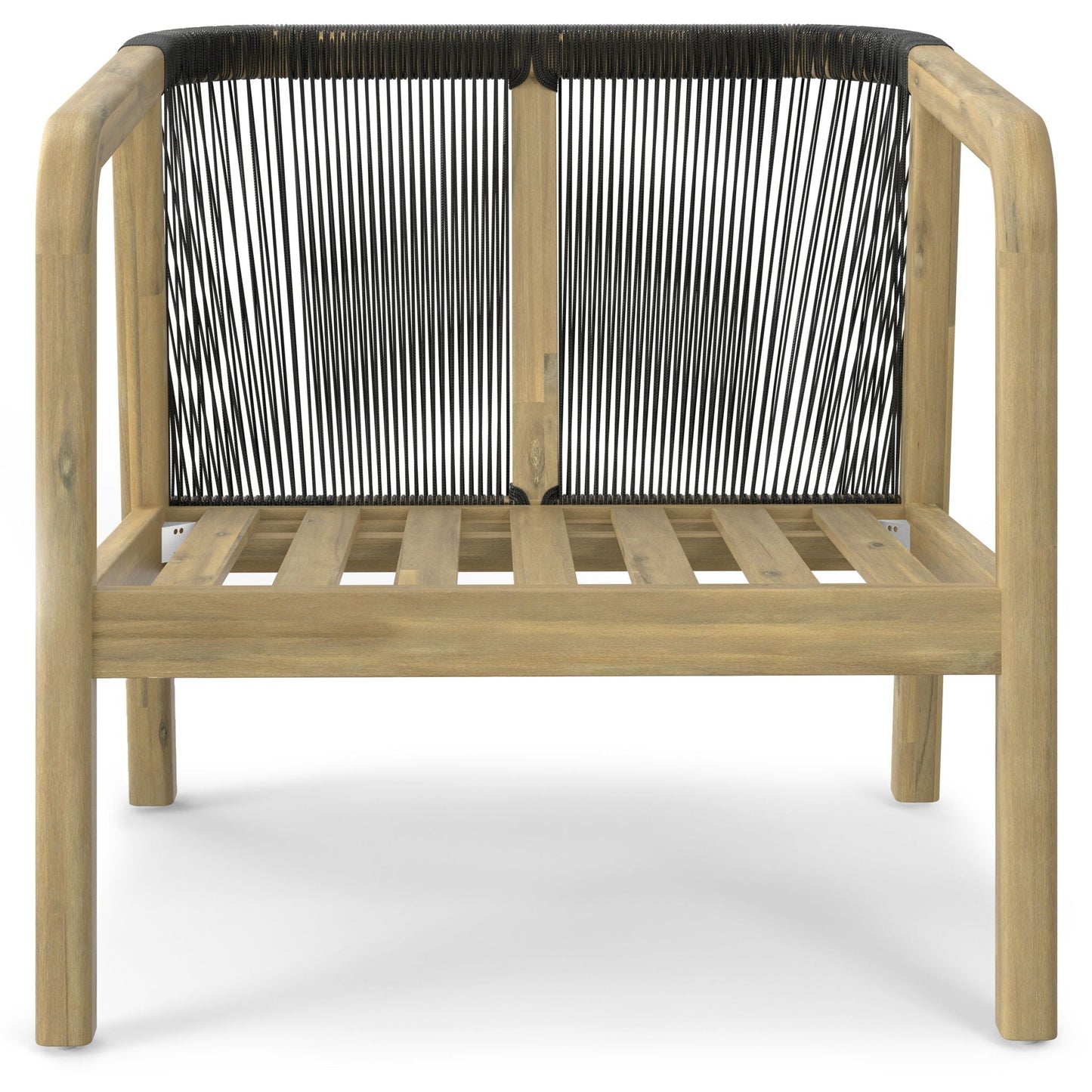 Palmetto outdoor conversation chair set of 2 with wood frame and black woven back on Tampa Home & Garden Store