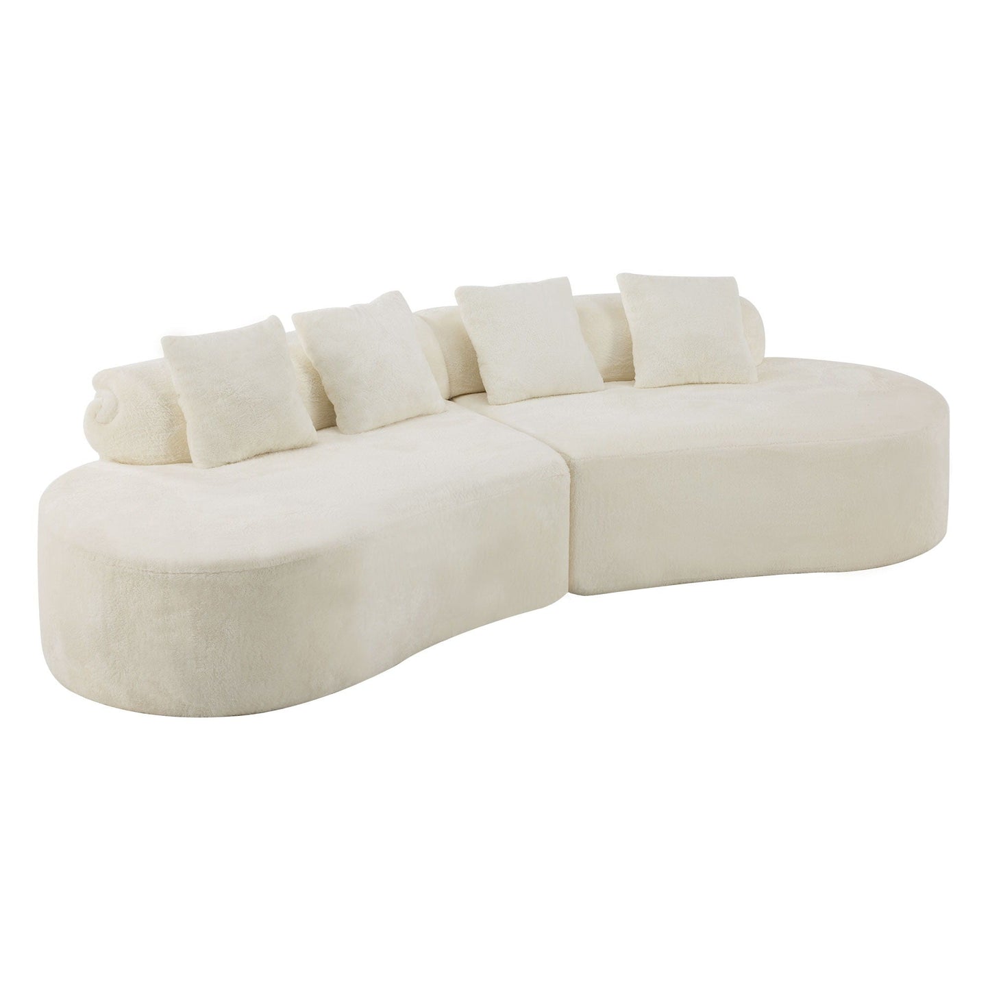 Modern Curved Sofa and the Soft Linen Pillows