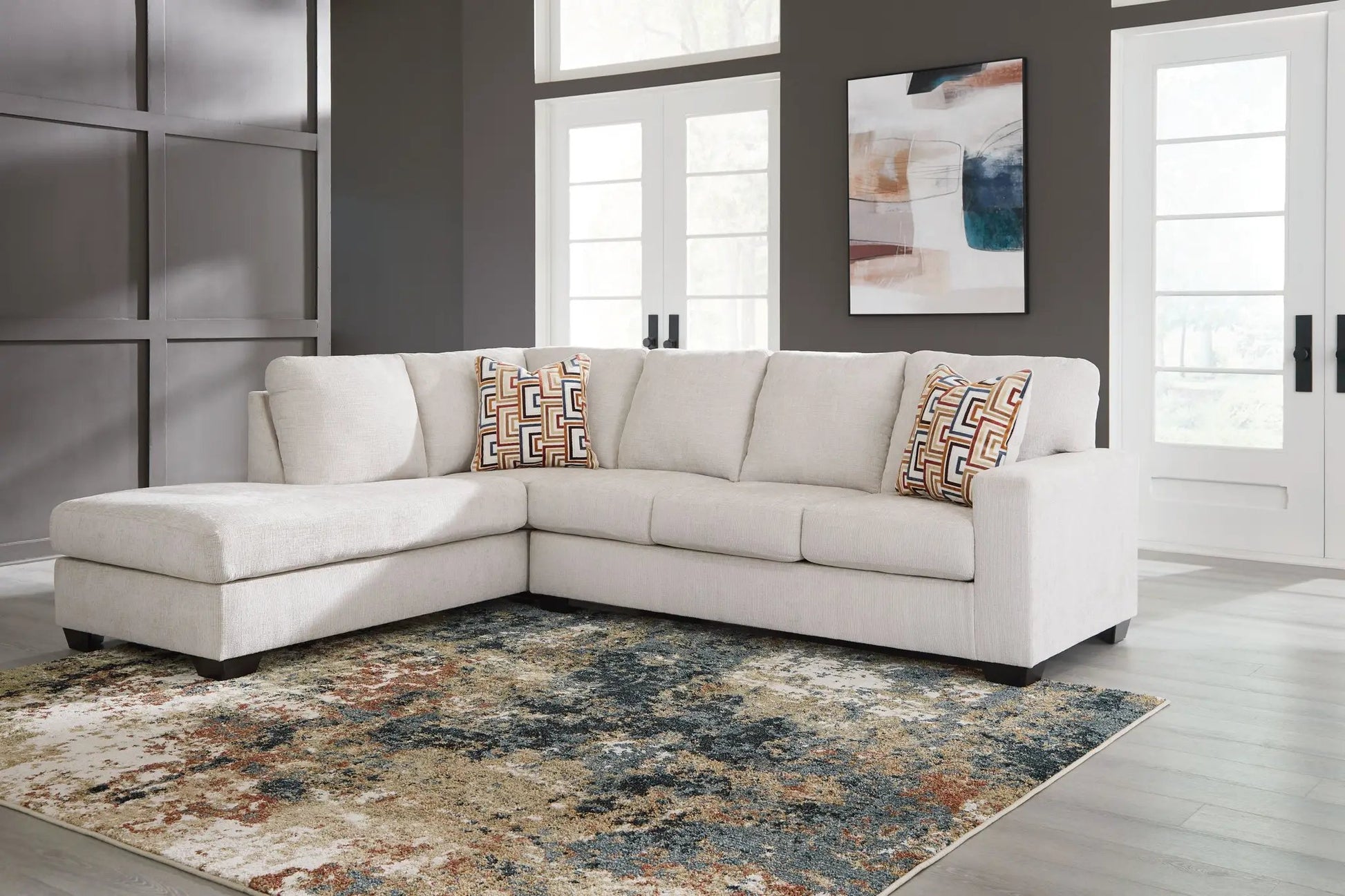 Aviemore beige fabric sectional by Unique Piece Furniture for a modern living room on Tampa Home & Garden Store