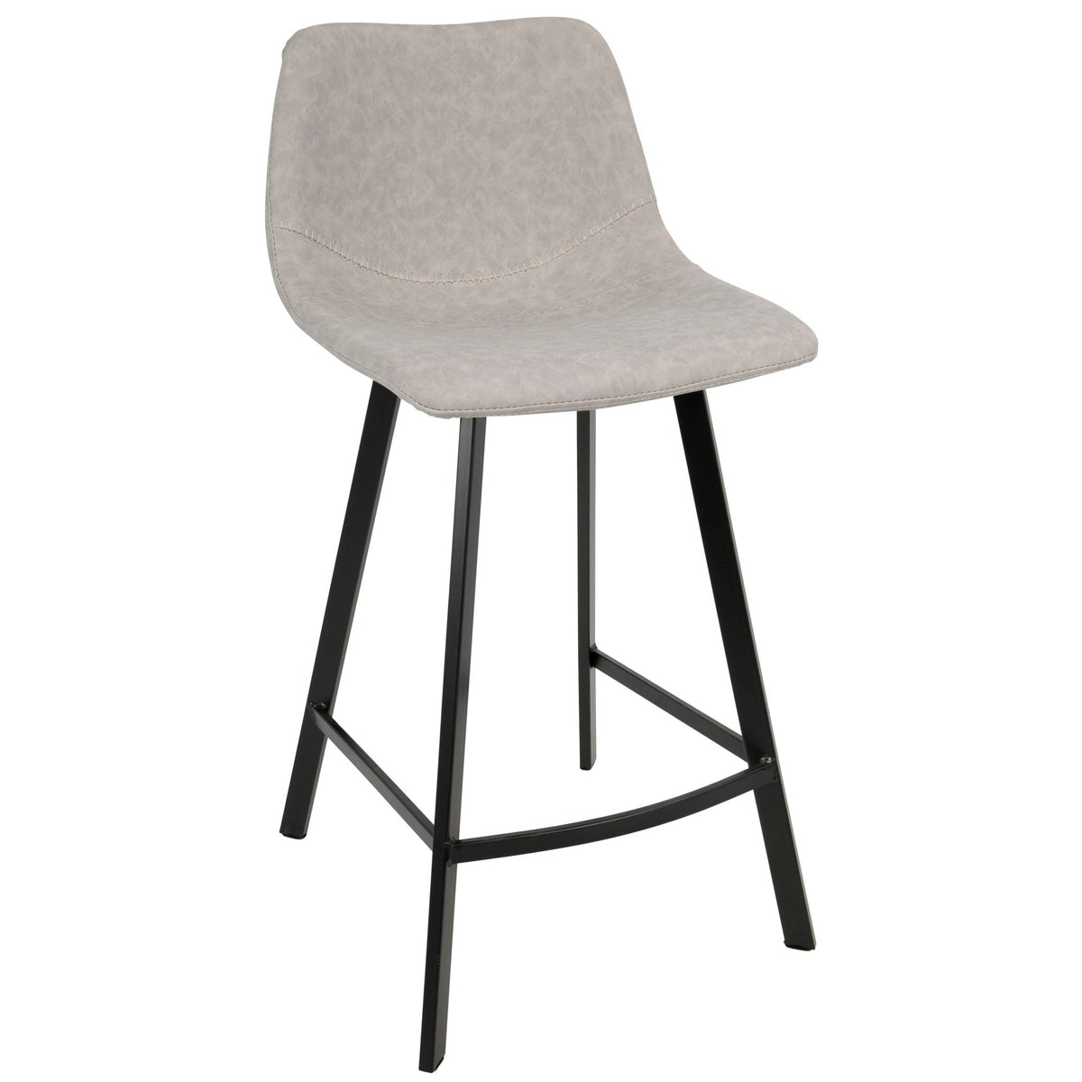 Industrial counter stool with gray upholstery, metal frame and footrest on Tampa Home & Garden Store